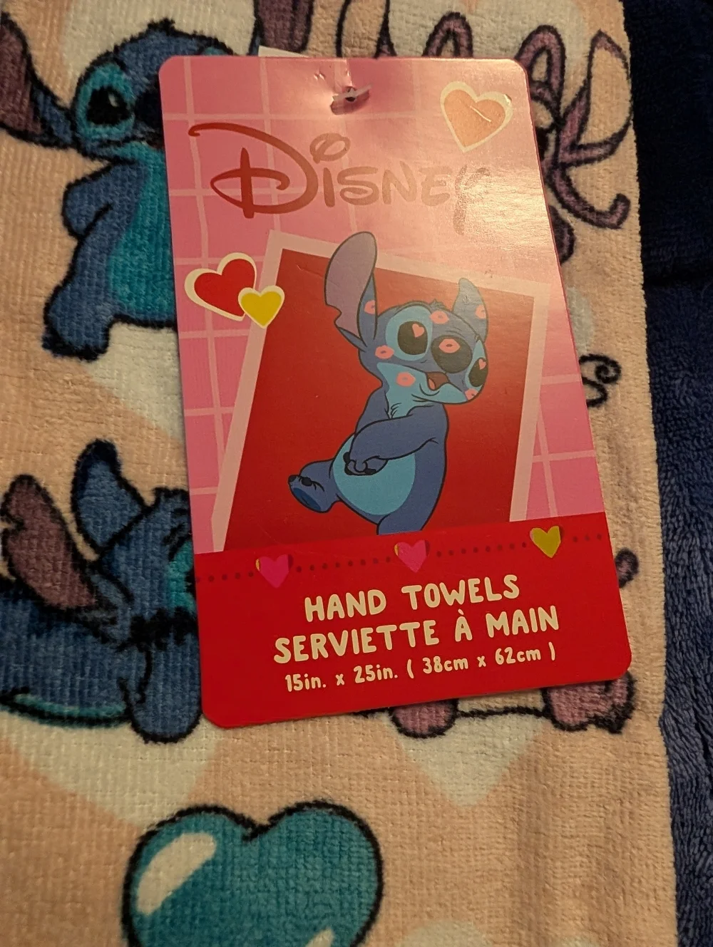 Disney Pink and Blue Stitch & Angel Hand Towels